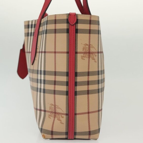 BURBERRY Nova Check Tote Bag PVC Beige Pink gold Auth - Picture 4 of 15